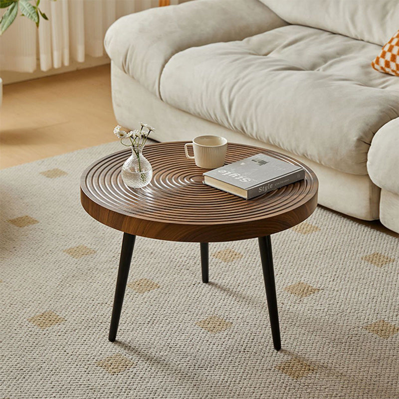 Contemporary Retro Round Density Board Wood Coffee Table 1-Tier For Living Room