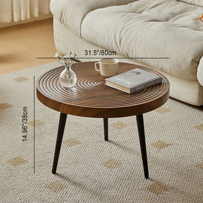 Contemporary Retro Round Density Board Wood Coffee Table 1-Tier For Living Room