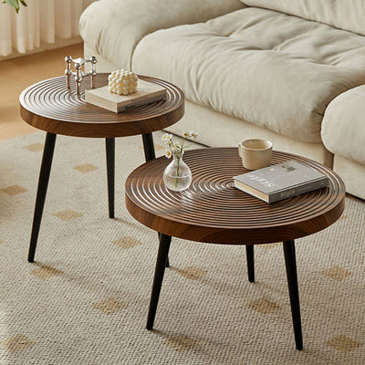 Contemporary Retro Round Density Board Wood Coffee Table 1-Tier For Living Room