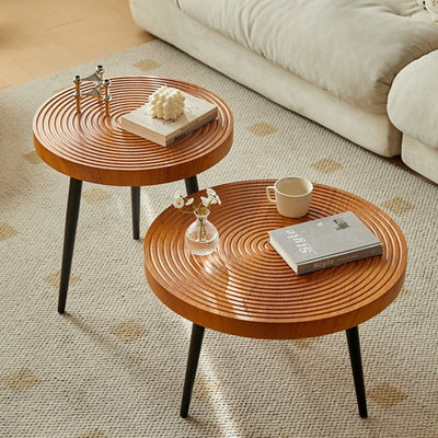 Contemporary Retro Round Density Board Wood Coffee Table 1-Tier For Living Room