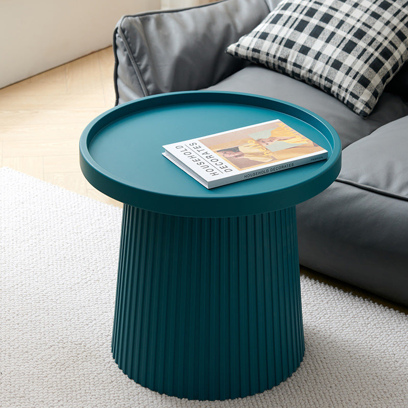 Contemporary Creative Round Cylinder Plastic Acrylic Coffee Table 1-Tier For Living Room