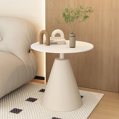 Modern Minimalist Round Cone Rock Slab End Table 1-Tier For Living Room