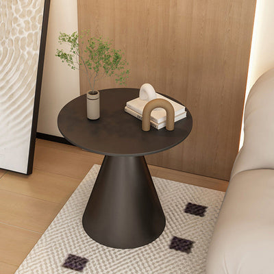 Modern Minimalist Round Cone Rock Slab End Table 1-Tier For Living Room