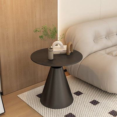 Modern Minimalist Round Cone Rock Slab End Table 1-Tier For Living Room