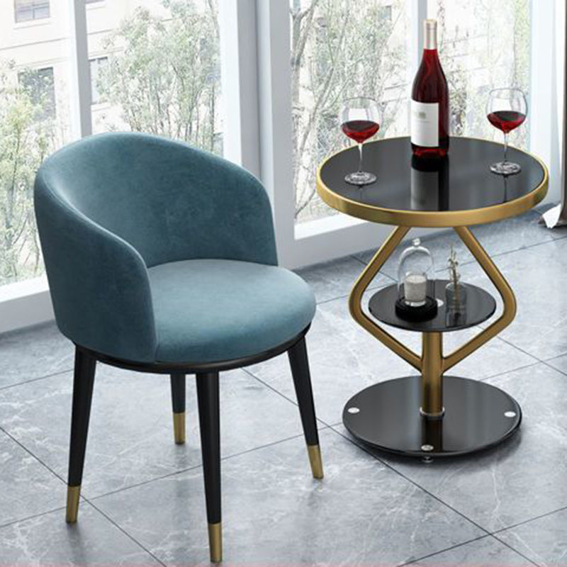 Contemporary Luxury Round Tempered Glass Stainless Steel Coffee Table 1-Tier For Living Room