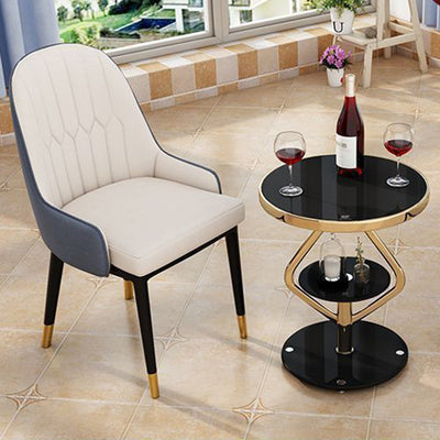 Contemporary Luxury Round Tempered Glass Stainless Steel Coffee Table 1-Tier For Living Room