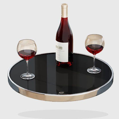 Contemporary Luxury Round Tempered Glass Stainless Steel Coffee Table 1-Tier For Living Room