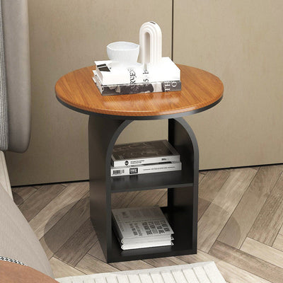 Modern Minimalist Round Tempered Glass Iron End Table 3-Tier For Living Room