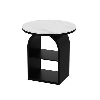 Modern Minimalist Round Tempered Glass Iron End Table 3-Tier For Living Room