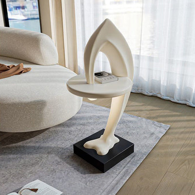 Contemporary Creative Dolphin Shape Fiberglass End Table 1-Tier For Living Room