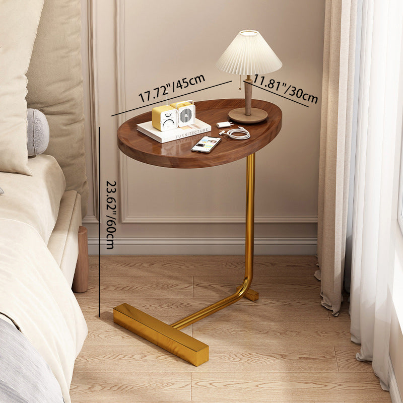 Modern Minimalist Rectangular Density Board Iron End Table 1-Tier Movable For Living Room