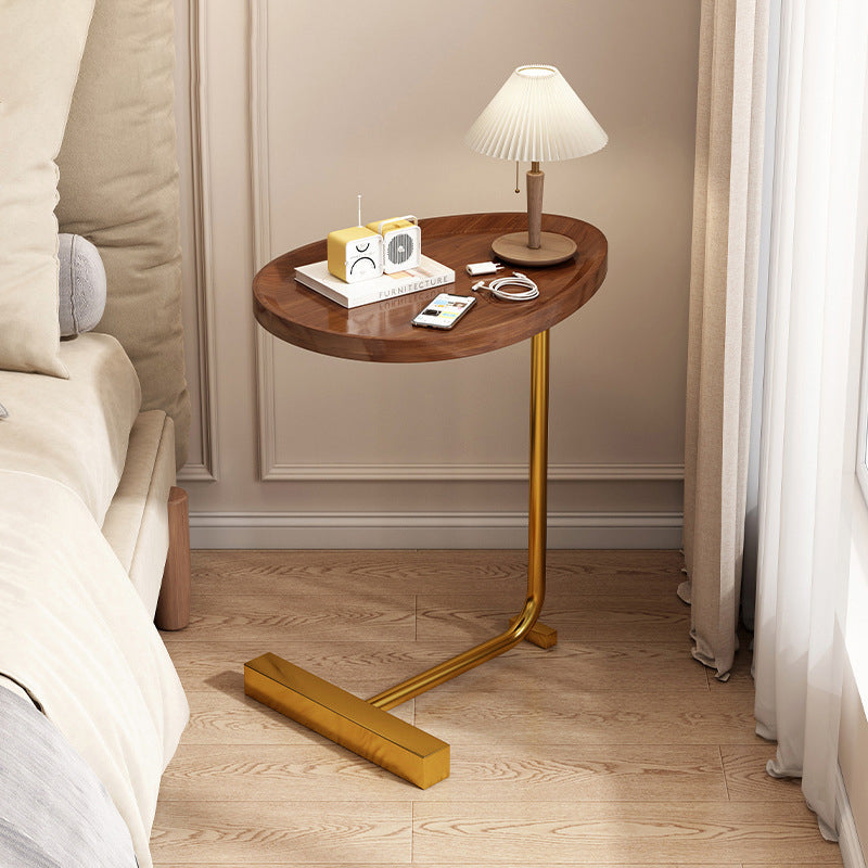 Modern Minimalist Rectangular Density Board Iron End Table 1-Tier Movable For Living Room