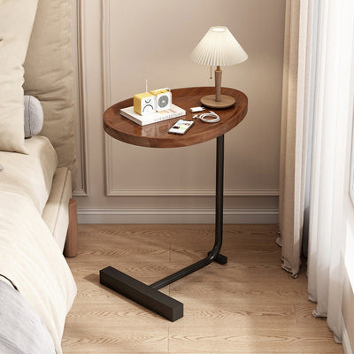 Modern Minimalist Rectangular Density Board Iron End Table 1-Tier Movable For Living Room