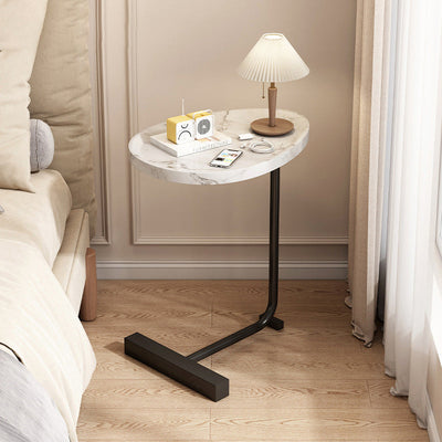 Modern Minimalist Rectangular Density Board Iron End Table 1-Tier Movable For Living Room