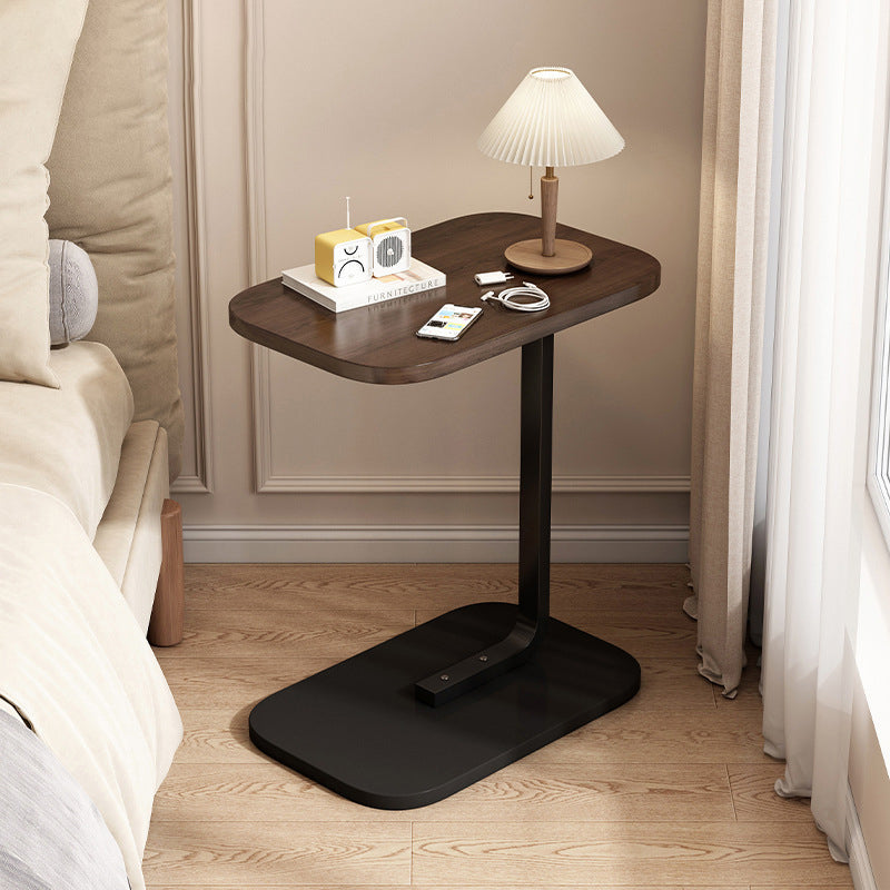 Modern Minimalist Rectangular Density Board Iron End Table 1-Tier Movable For Living Room