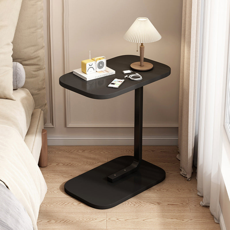 Modern Minimalist Rectangular Density Board Iron End Table 1-Tier Movable For Living Room