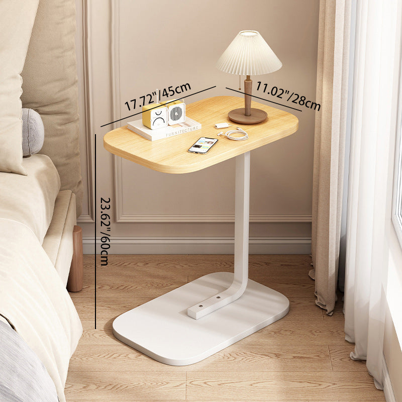 Modern Minimalist Rectangular Density Board Iron End Table 1-Tier Movable For Living Room