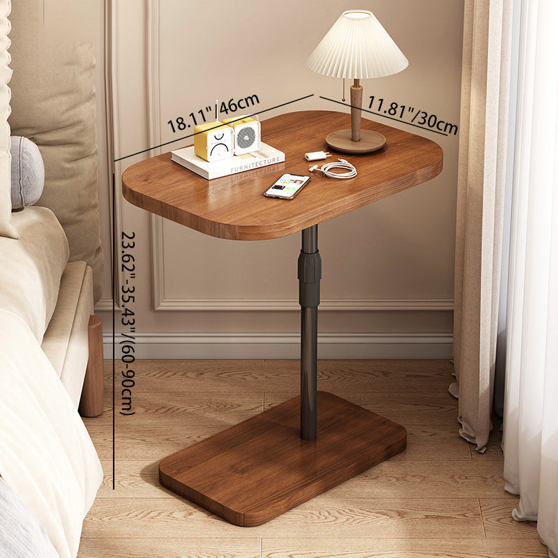 Modern Minimalist Rectangular Density Board Iron End Table 1-Tier Movable For Living Room