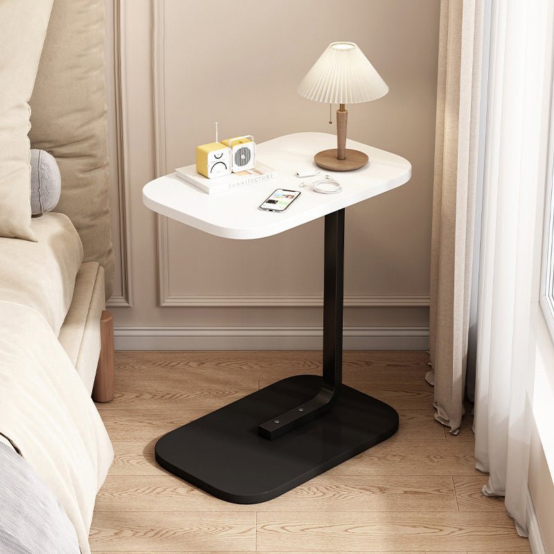 Modern Minimalist Rectangular Density Board Iron End Table 1-Tier Movable For Living Room