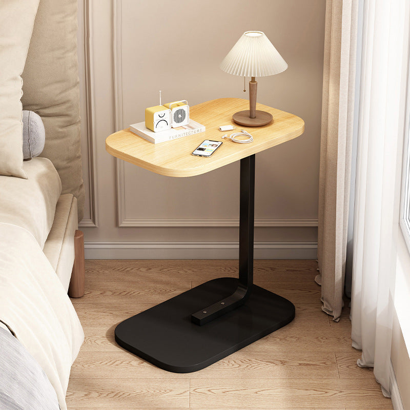 Modern Minimalist Rectangular Density Board Iron End Table 1-Tier Movable For Living Room