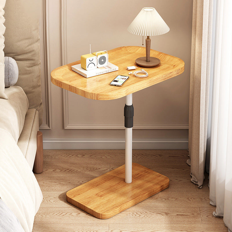 Modern Minimalist Rectangular Density Board Iron End Table 1-Tier Movable For Living Room