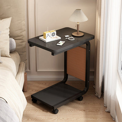 Modern Minimalist Rectangular Density Board Iron End Table 1-Tier Movable For Living Room