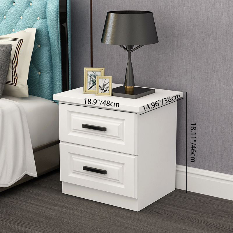 Modern Simplicity Rectangular Board Nightstand 2-Drawer For Bedroom