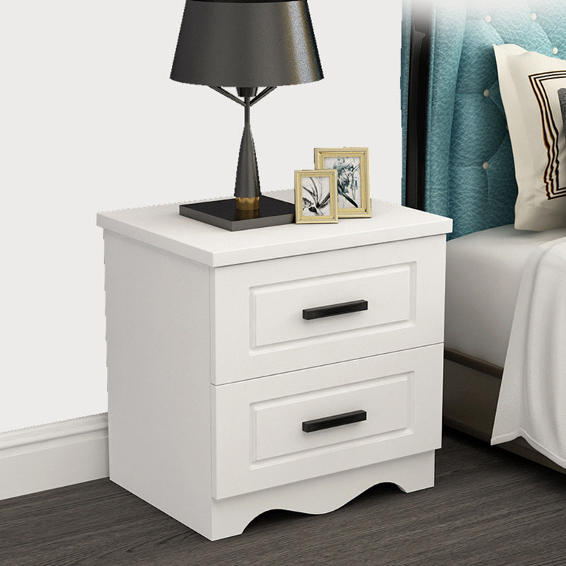 Modern Simplicity Rectangular Board Nightstand 2-Drawer For Bedroom