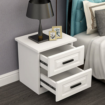 Modern Simplicity Rectangular Board Nightstand 2-Drawer For Bedroom