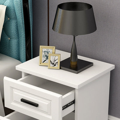 Modern Simplicity Rectangular Board Nightstand 2-Drawer For Bedroom