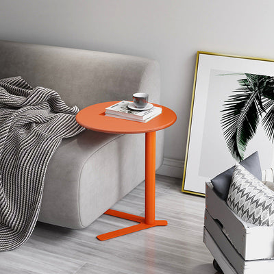 Modern Minimalist V-Shaped Top Round Iron End Table For Living Room