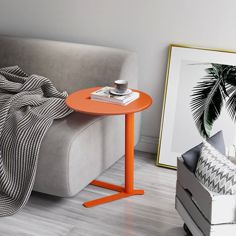 Modern Minimalist V-Shaped Top Round Iron End Table For Living Room