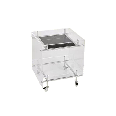 Contemporary Luxury Movable Square Acrylic Stainless Steel End Table 2-Tier For Living Room