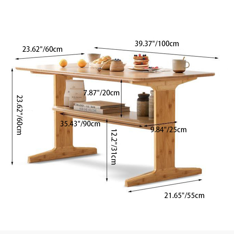 Modern Minimalist Rectangular Bamboo Coffee Table For Living Room