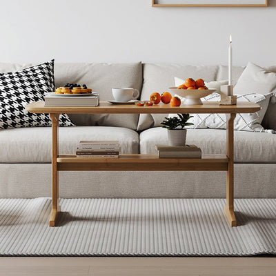 Modern Minimalist Rectangular Bamboo Coffee Table For Living Room