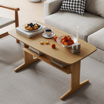 Modern Minimalist Rectangular Bamboo Coffee Table For Living Room