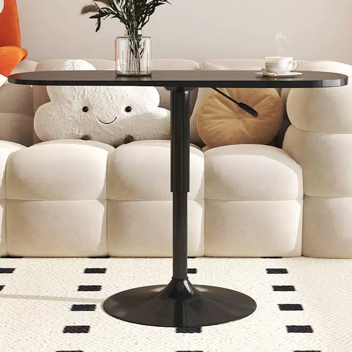 Modern Minimalist Square Rock Slab Tile Stainless Steel End Table Height Adjustable 1-Tier For Living Room