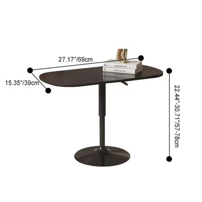 Modern Minimalist Square Rock Slab Tile Stainless Steel End Table Height Adjustable 1-Tier For Living Room