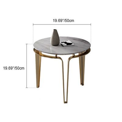 Contemporary Luxury Round Marble Top Stainless Steel Coffee Table For Living Room