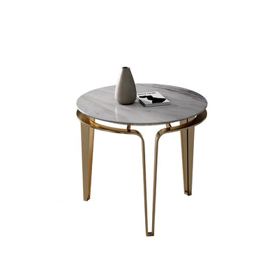 Contemporary Luxury Round Marble Top Stainless Steel Coffee Table For Living Room