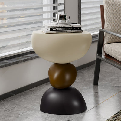 Contemporary Creative Round Resin End Table 1-Tier For Living Room