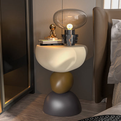 Contemporary Creative Round Resin End Table 1-Tier For Living Room