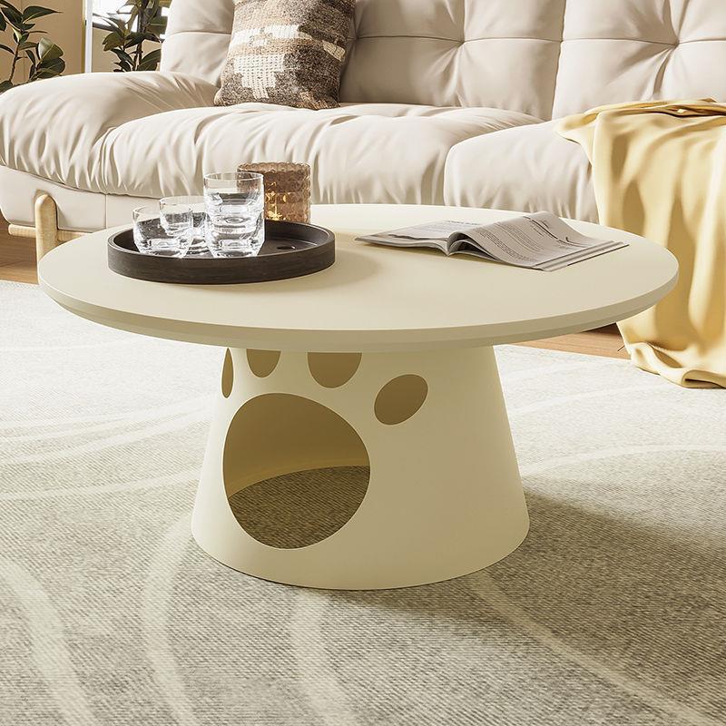 Contemporary Creative Round Board Iron Cat Nest Coffee Table 1-Tier For Living Room