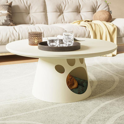 Contemporary Creative Round Board Iron Cat Nest Coffee Table 1-Tier For Living Room