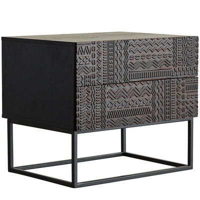 Contemporary Retro Rectangular Wood Nightstand 2-Drawer For Bedroom