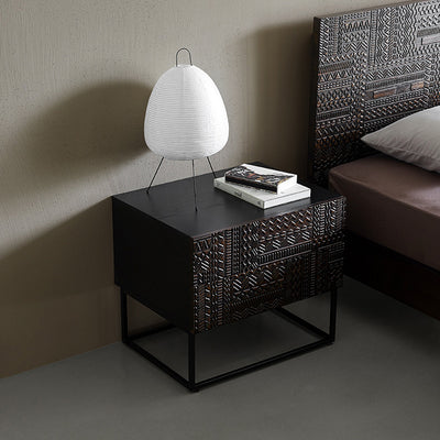 Contemporary Retro Rectangular Wood Nightstand 2-Drawer For Bedroom