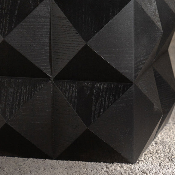 Contemporary Nordic Wood Density Board Geometric Black Square Coffee Table 1-Tier For Living Room