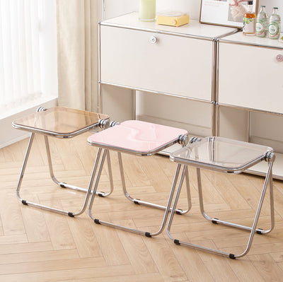 Modern Minimalist Rectangular Acrylic Plated Metal Side Table 1-Tier For Living Room