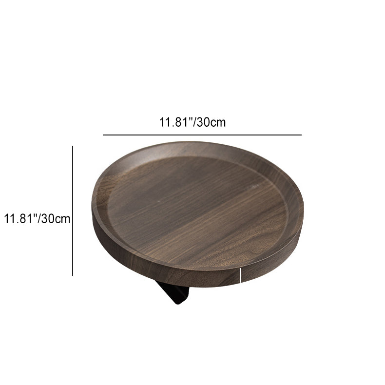 Contemporary Creative Round Solid Wood Metal Side Table 1-Tier For Living Room