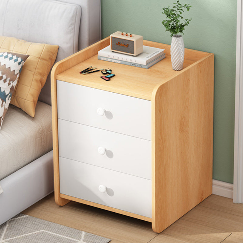 Contemporary Scandinavian Square Rectangular Density Board Nightstand 2/3 Drawer For Bedroom